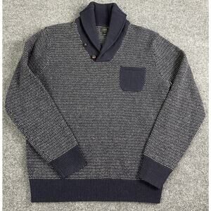 J.Crew 100% Lambswool Shawl Collar Sweater Men’s Medium Blue Button Neck